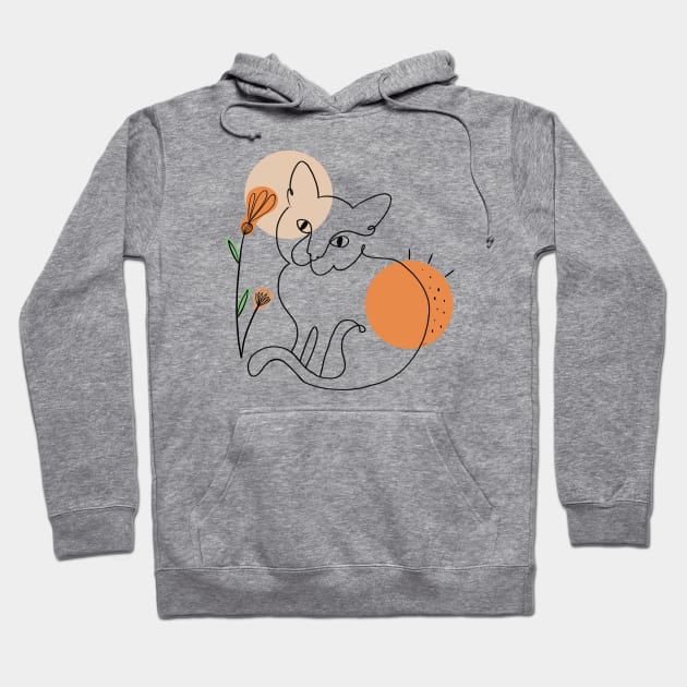 PEACHY CAT LINE ART Hoodie by tizicav